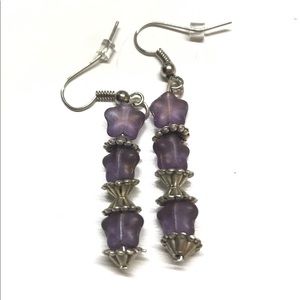 Violets beads dangle earrings handmade by MunandMe